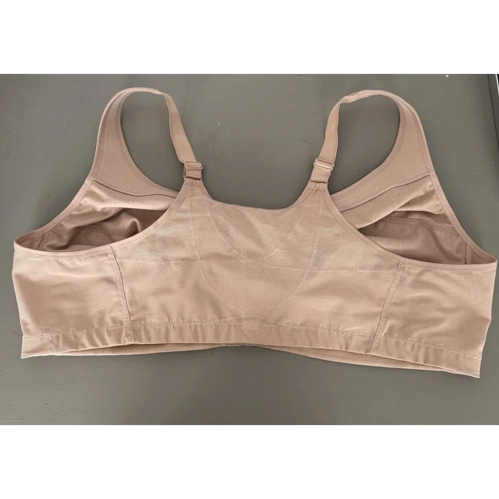 Glamorise Womens Size 50D Magic Lift Front Close Posture Back Wire Free Bra Nude
